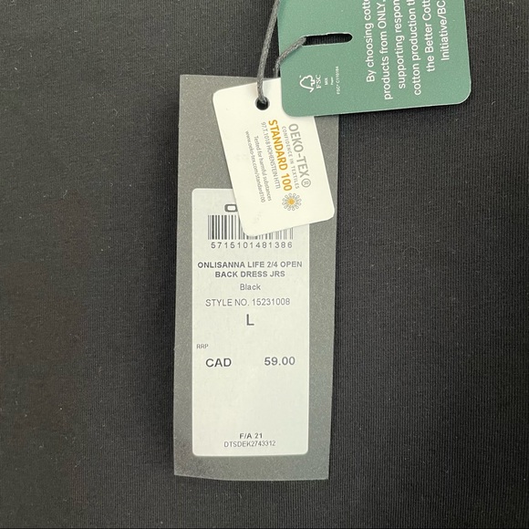 ONLY Black Cotton Bishop Sleeves Cocktail Dress - Picture 9 of 9